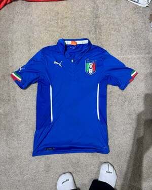 Puma Italy FIGC 2014-2015 Home Soccer Jersey Blue Men's Size Medium